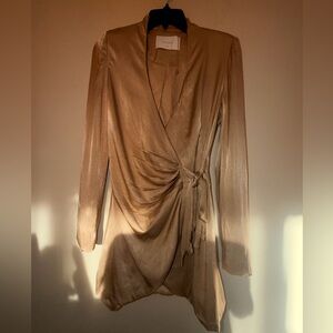 Meshki Gold Long Sleeve Wrap Blazer